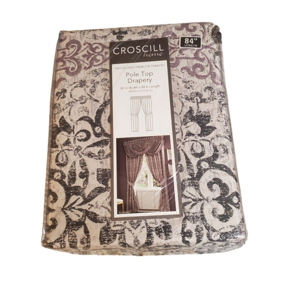 Croscill Nomad Pole Top Drapery Waterfall Swag Valance Lot of 3 Home Decor New - Picture 3 of 5